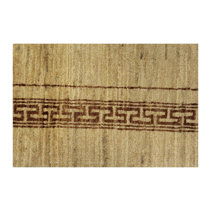 Side-border detail of Afghan Gabbeh runner rug with beige wool texture, 277 x 81 cm