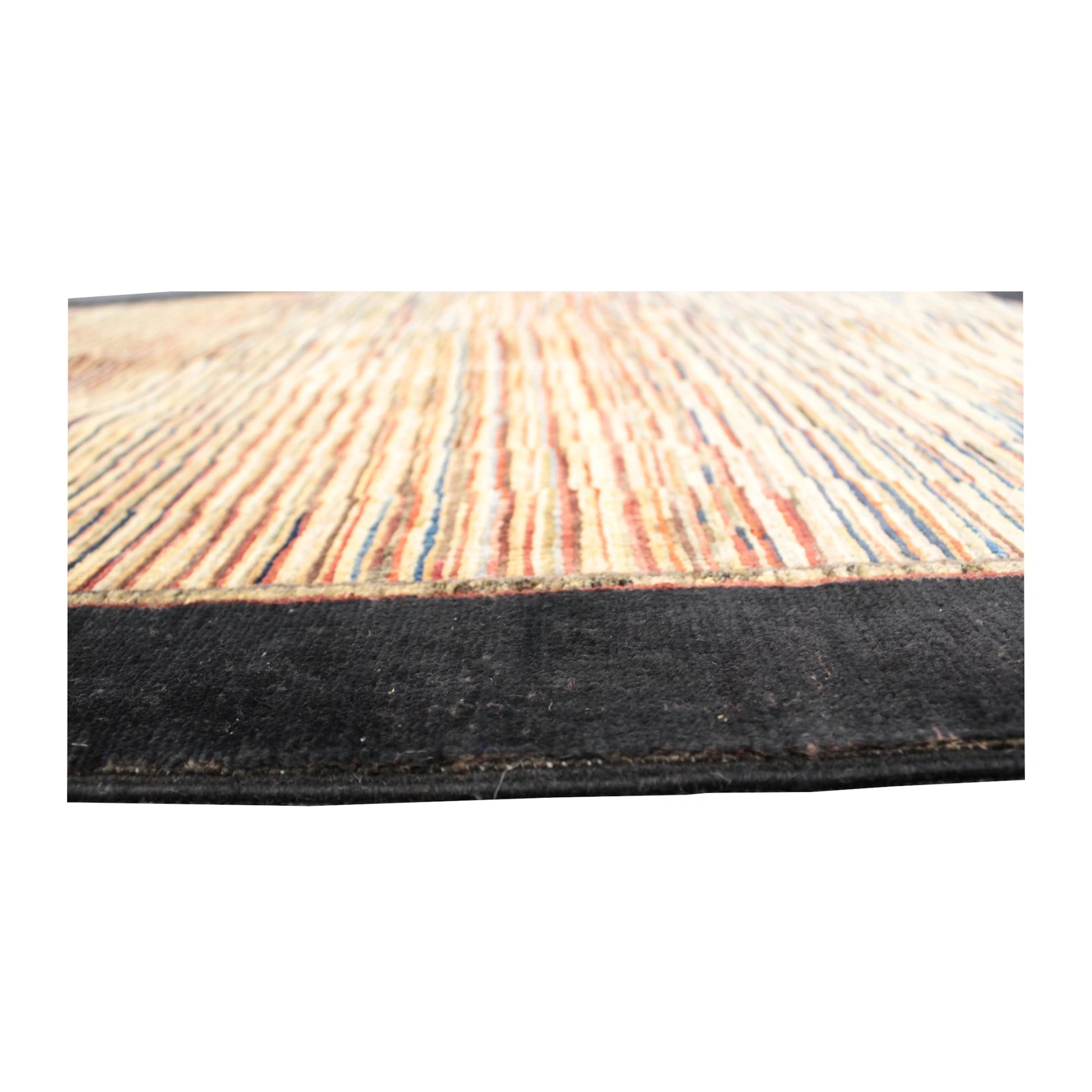 Border and pile detail of Afghan Gabbeh wool rug with black frame, 153 x 98 cm