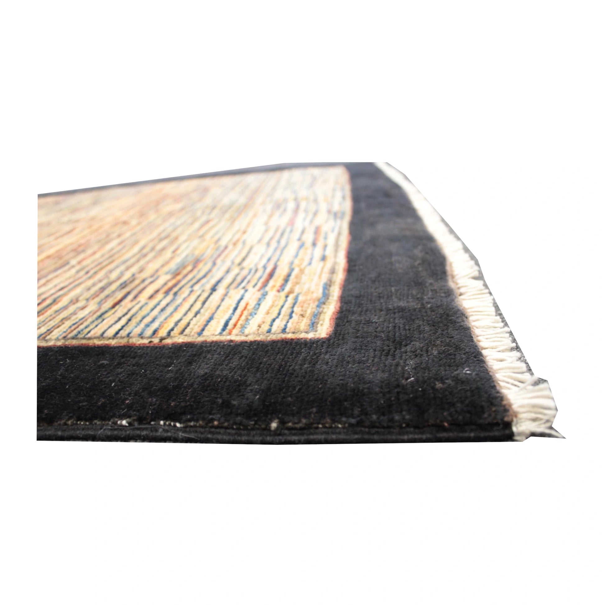Side-border and fringe detail of Afghan Gabbeh wool rug, 153 x 98 cm