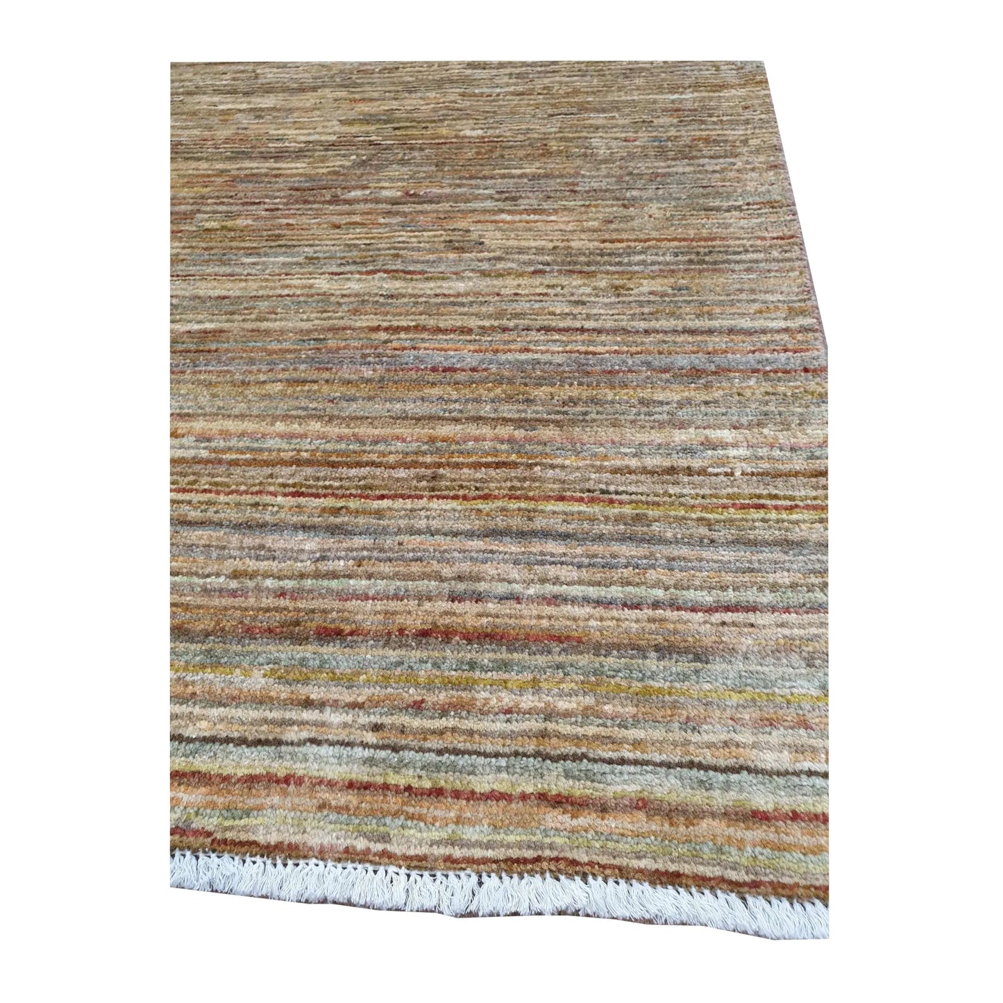 Edge and fringe detail of Afghan Gabbeh wool rug, 194 x 142 cm