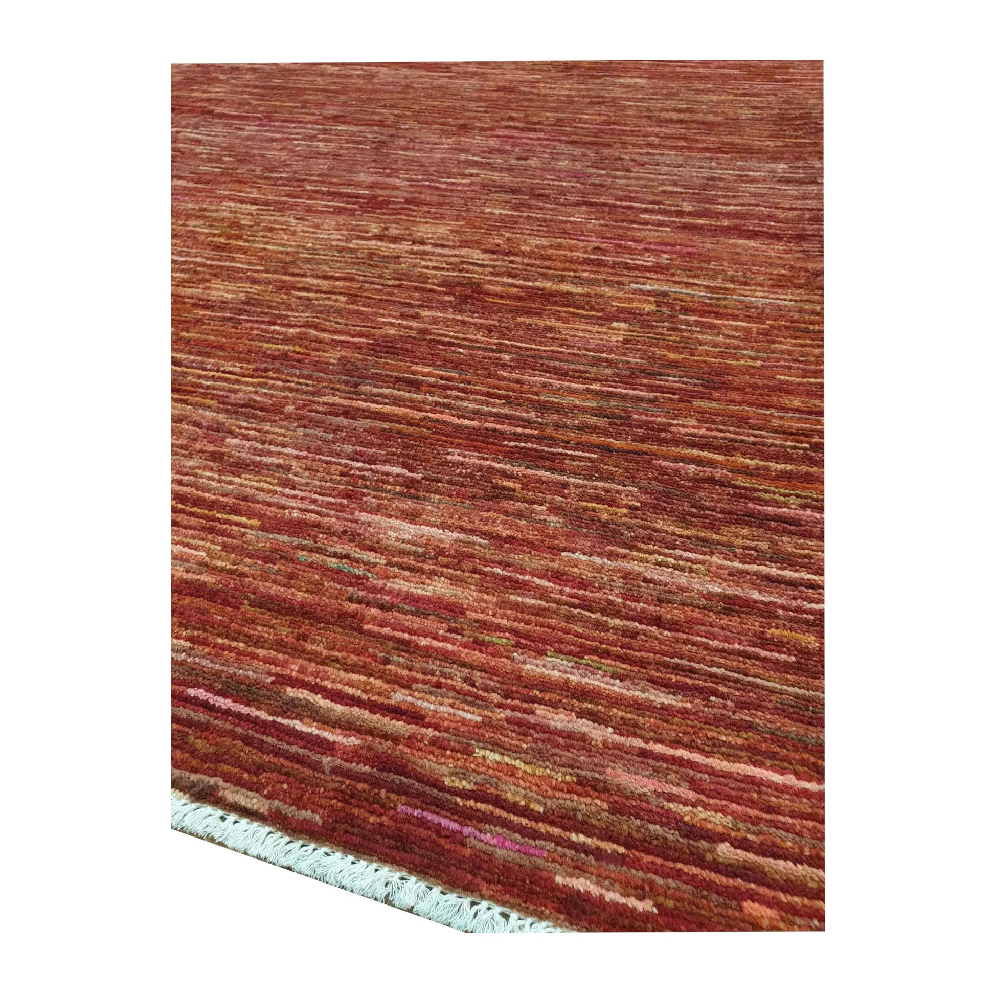 Corner and fringe detail of Afghan Gabbeh wool rug, 288 x 200 cm