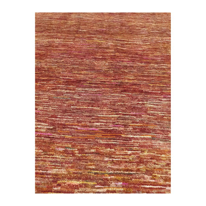 Field texture detail of Afghan Gabbeh wool rug in rust-red and beige tones, 288 x 200 cm