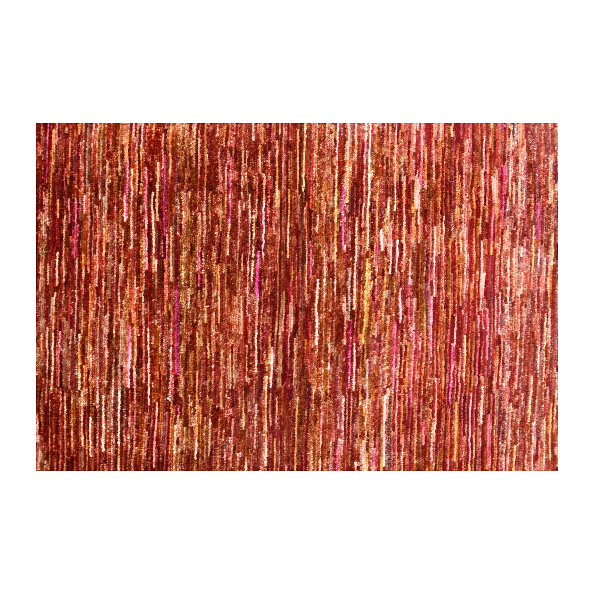 Field close-up of Afghan Gabbeh rug showing rust red, burgundy, ochre and beige tonal fibres