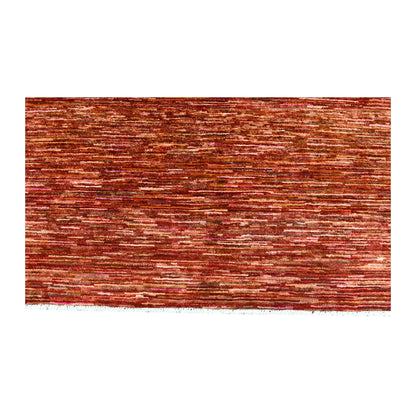 Close-up of Afghan Gabbeh wool rug showing fine horizontal bands through the richly varied pile