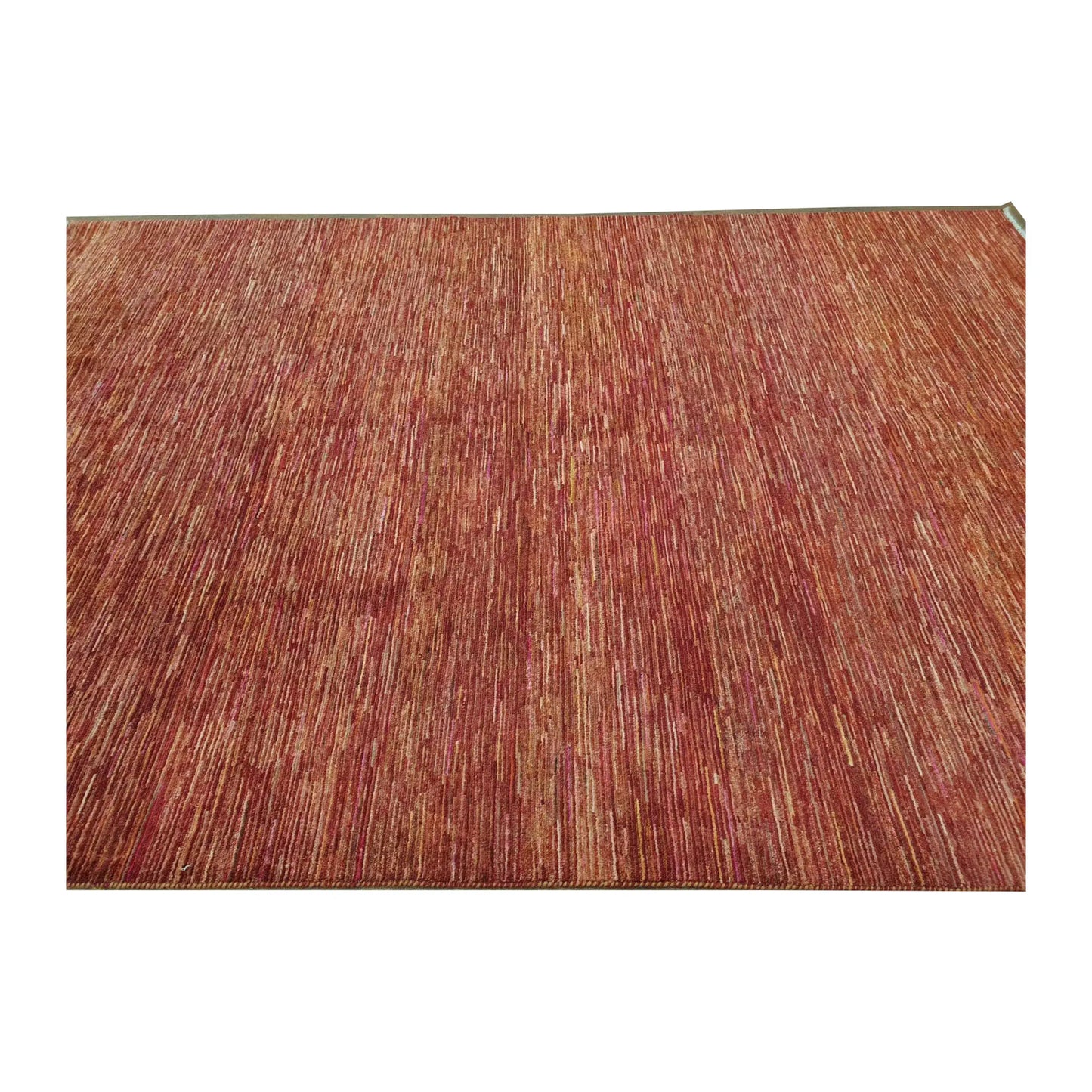 Tonal band detail of Afghan Gabbeh wool rug with earthy colour variation, 288 x 200 cm