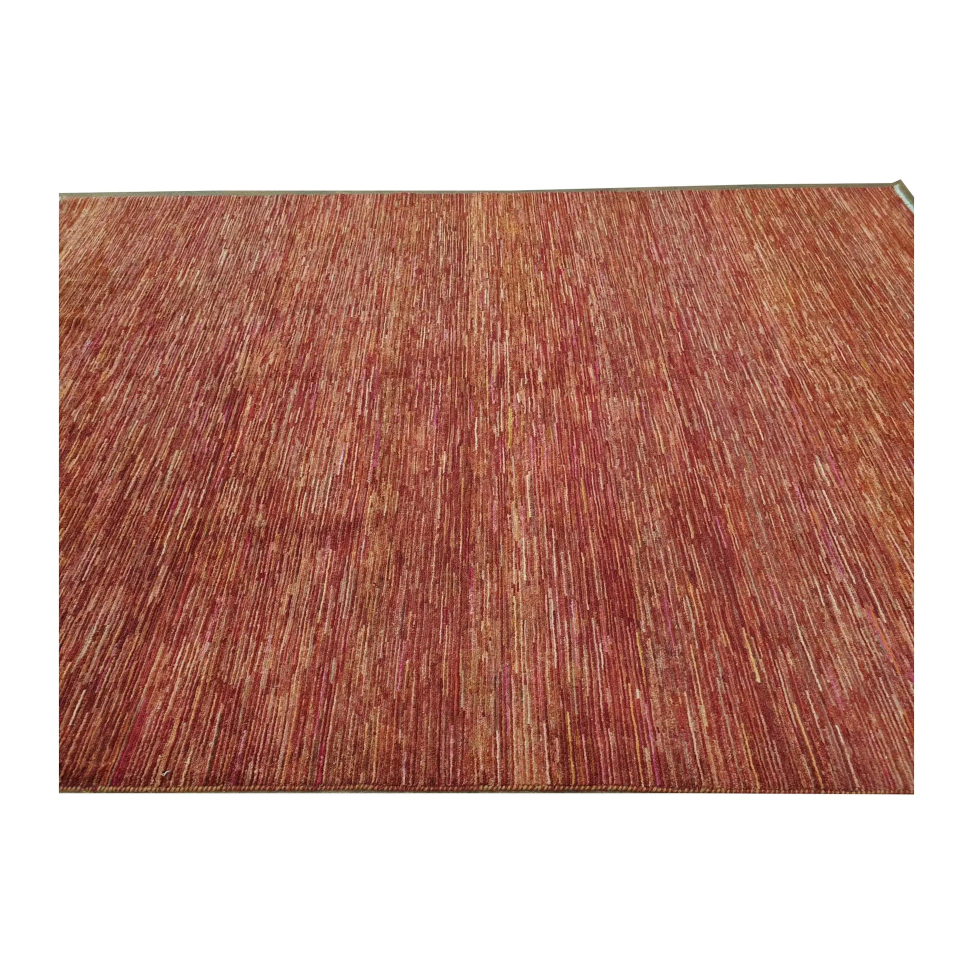 Tonal band detail of Afghan Gabbeh wool rug with earthy colour variation, 288 x 200 cm