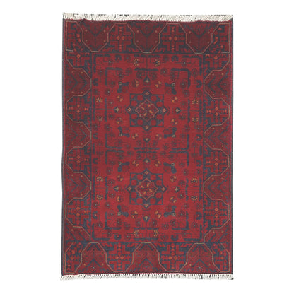 Afghan Khal Mohammadi rug 120 x 79 cm full view with deep red field and dark geometric tribal motifs