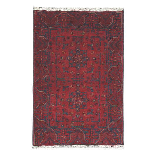 Afghan Khal Mohammadi rug 120 x 79 cm full view with deep red field and dark geometric tribal motifs