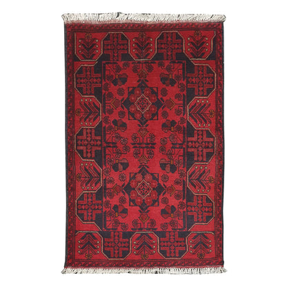 Afghan Khal Mohammadi rug 122 x 80 cm full view with deep red field and dark tribal motifs