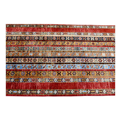 Pattern close-up of Afghan Khurjeen runner showing alternating diamonds, rosettes and hooked motifs