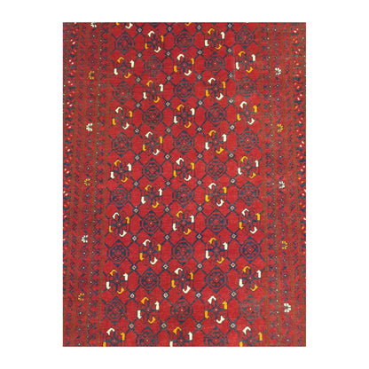 Field detail of Afghan Kunduz wool runner rug showing dense geometric motifs, 285 x 85 cm