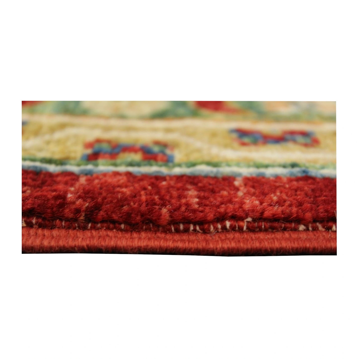 Pile-edge detail of Afghan Mamluk hand-knotted wool rug, 283 x 206 cm