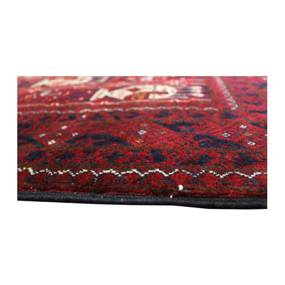 Pile-edge detail of Afghan Roshnai hand-knotted wool runner rug, 290 x 86 cm