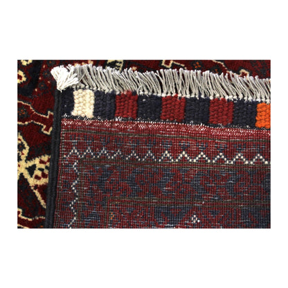 Reverse-weave and fringe detail of Afghan Roshnai wool runner rug, 290 x 86 cm