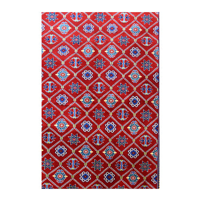 Field detail of Afghan Shirvan wool rug showing repeating diamond lattice with star and floral-geometric motifs
