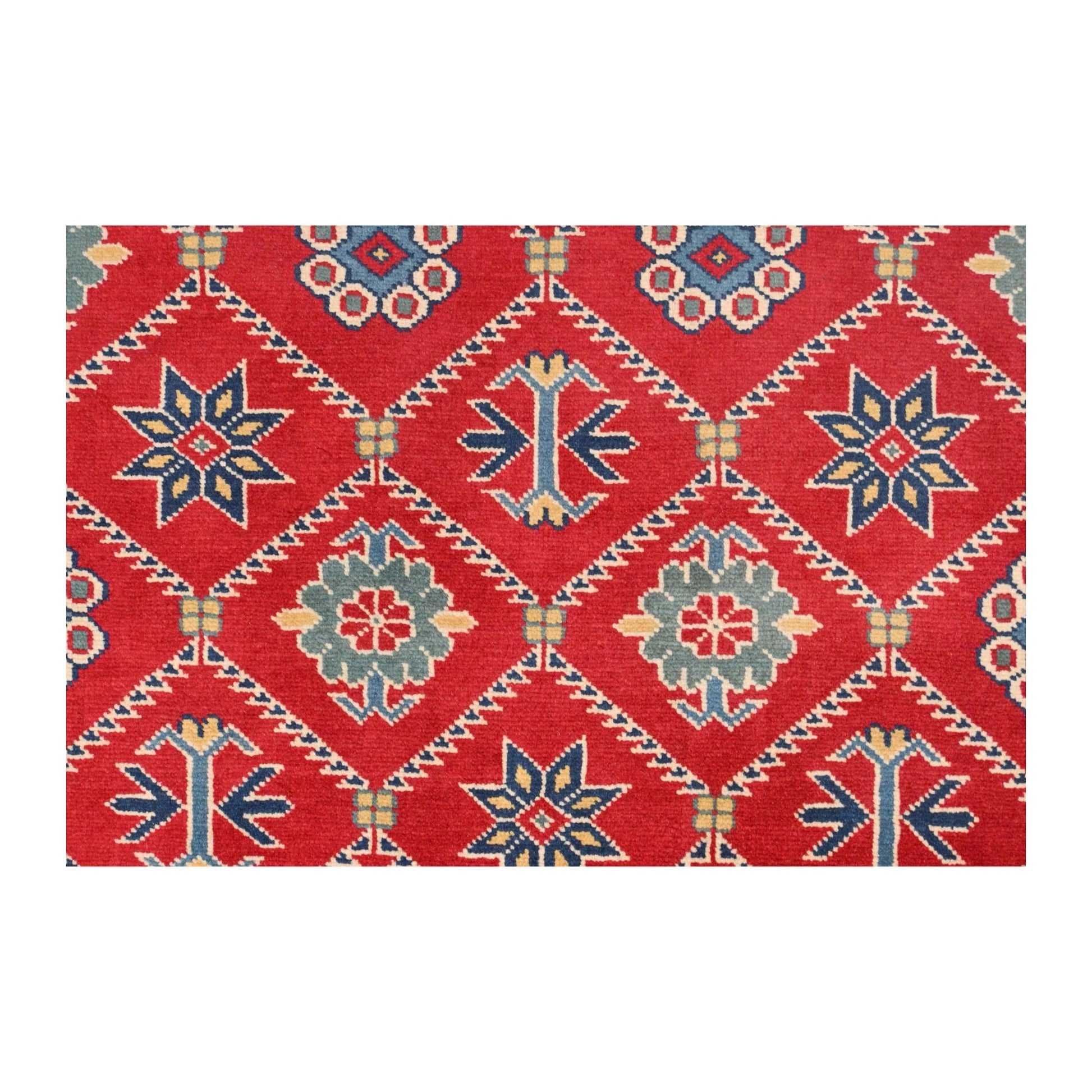 Field detail of Afghan Shirvan wool rug showing floral-geometric lattice motifs, 221 x 159 cm