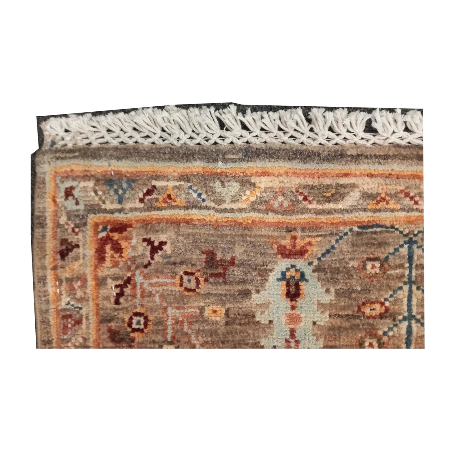 Border and fringe detail of Afghan Sultani wool rug, 157 x 101 cm