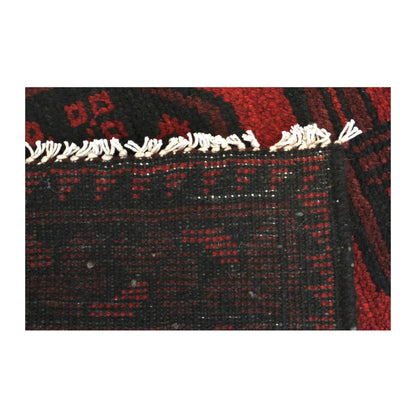 Reverse-weave detail of Afghan Turkoman wool runner rug with fringe, 280 x 79 cm