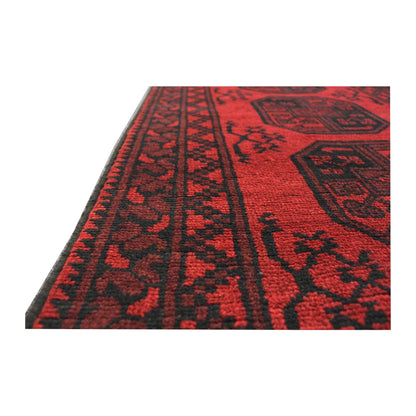 Side-border detail of Afghan Turkoman runner rug with geometric pattern, 280 x 79 cm