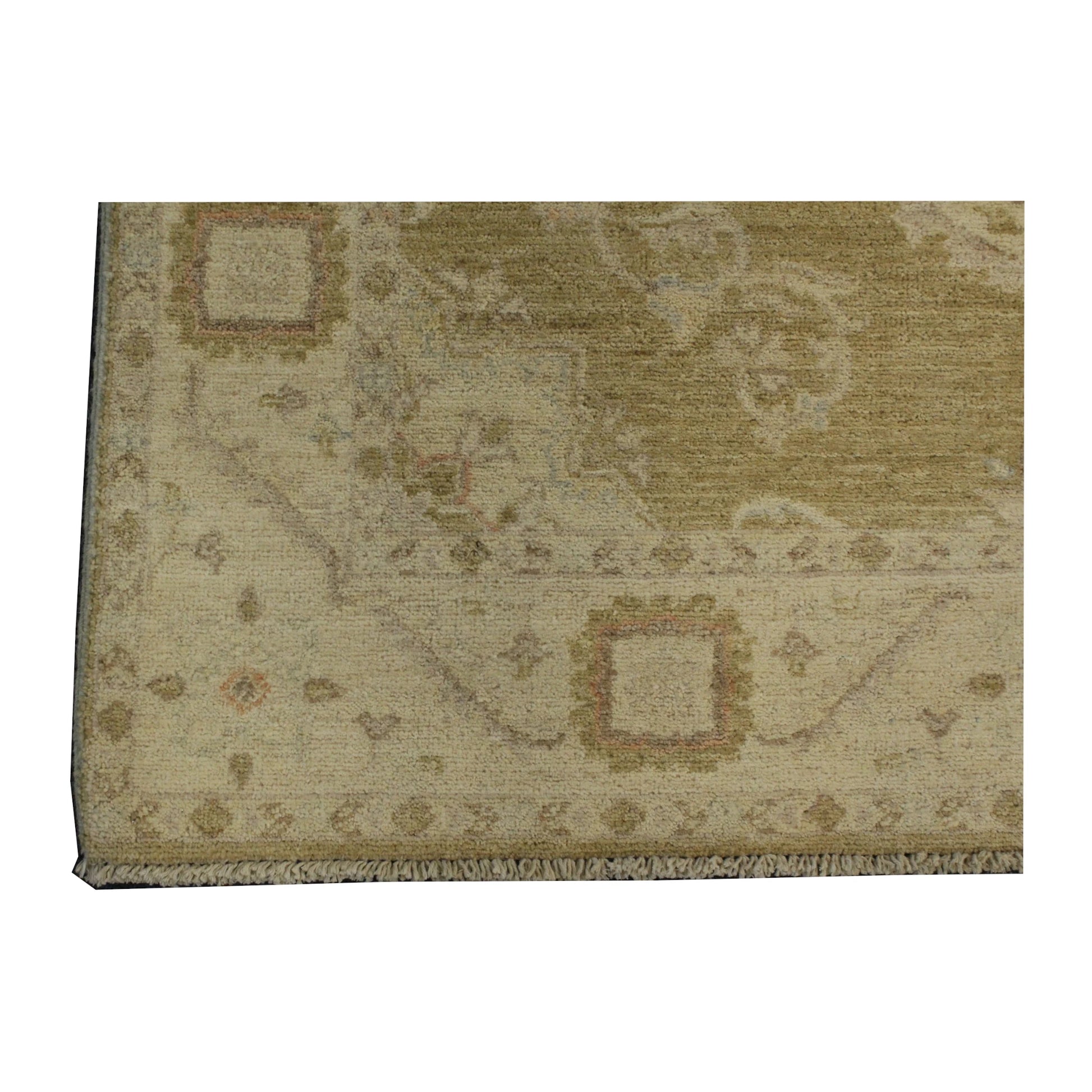 Corner detail of Afghan Ziegler wool rug with bordered frame, 200 x 123 cm