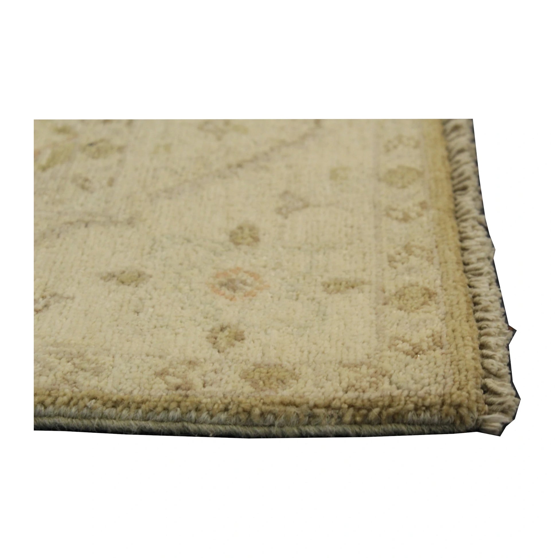Side-edge detail of Afghan Ziegler wool rug showing wool pile and border, 200 x 123 cm
