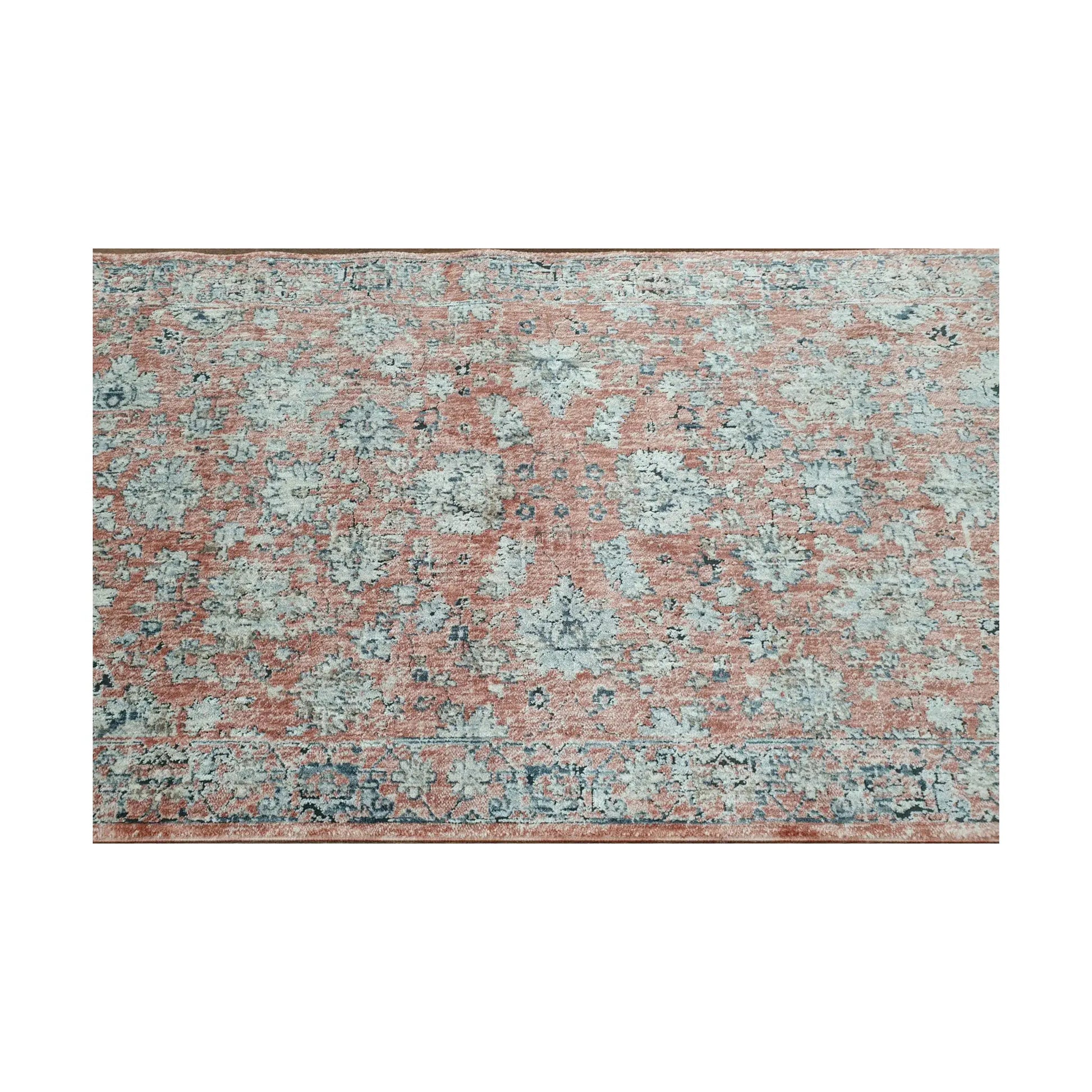 Border detail of Alhambra rose traditional runner rug with traditional floral pattern