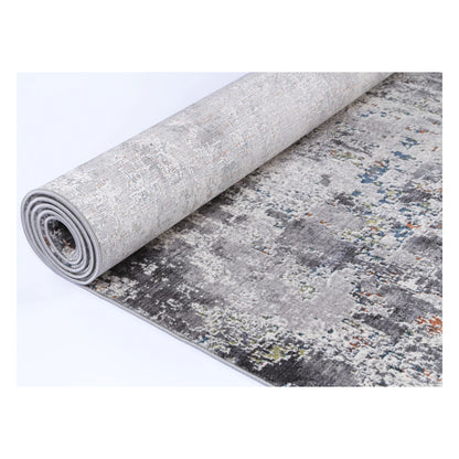 Rolled view of Almeras A4 grey abstract modern designer rug