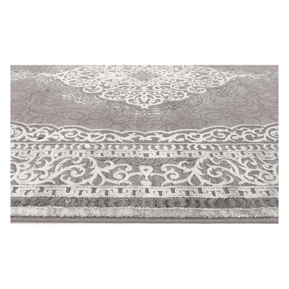 Border texture detail of Antalya grey modern classic rug showing ornamental pattern