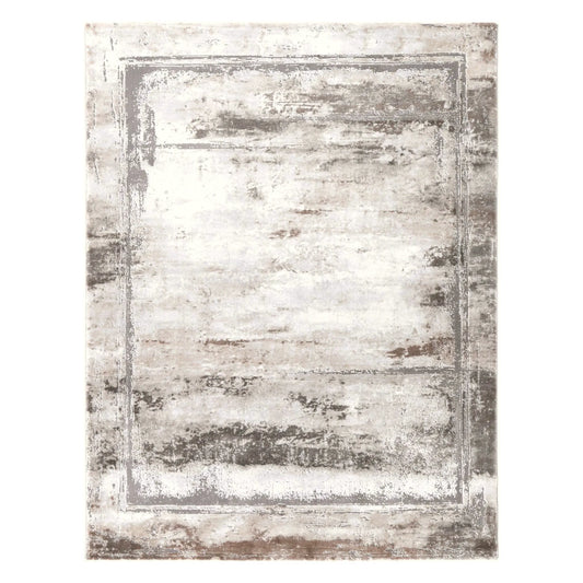 Full view of Antep 23314 975 Grey White modern rug with distressed tonal border design, 230 x 160 cm