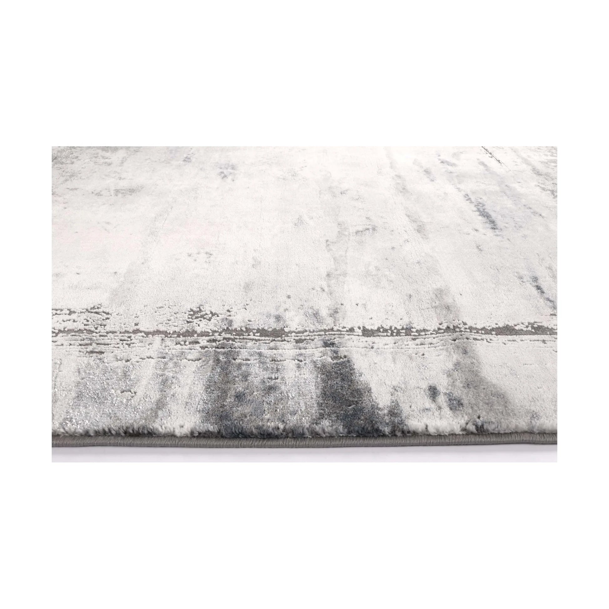 Close-up of Antep 23314 Grey rug showing polypropylene pile texture, grey border detail and distressed finish, 230 x 160 cm