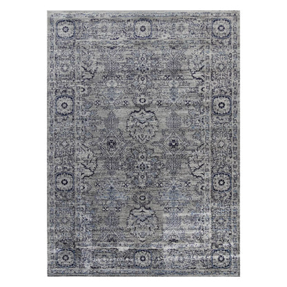 Full view of Arya 6890 Dark charcoal traditional rug with medallion pattern and border