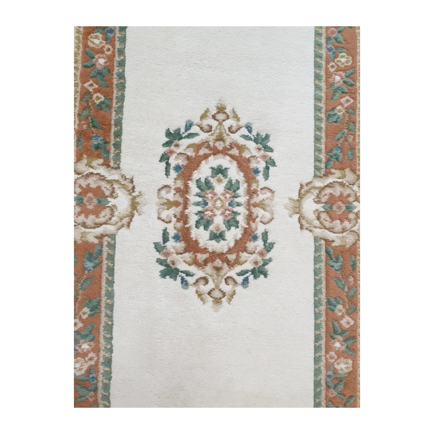 Aubusson rug 180 x 92 cm central panel detail decorative design