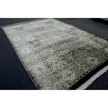 Bakhtiari hand-knotted viscose rug in grey 246 x 170 cm angle view