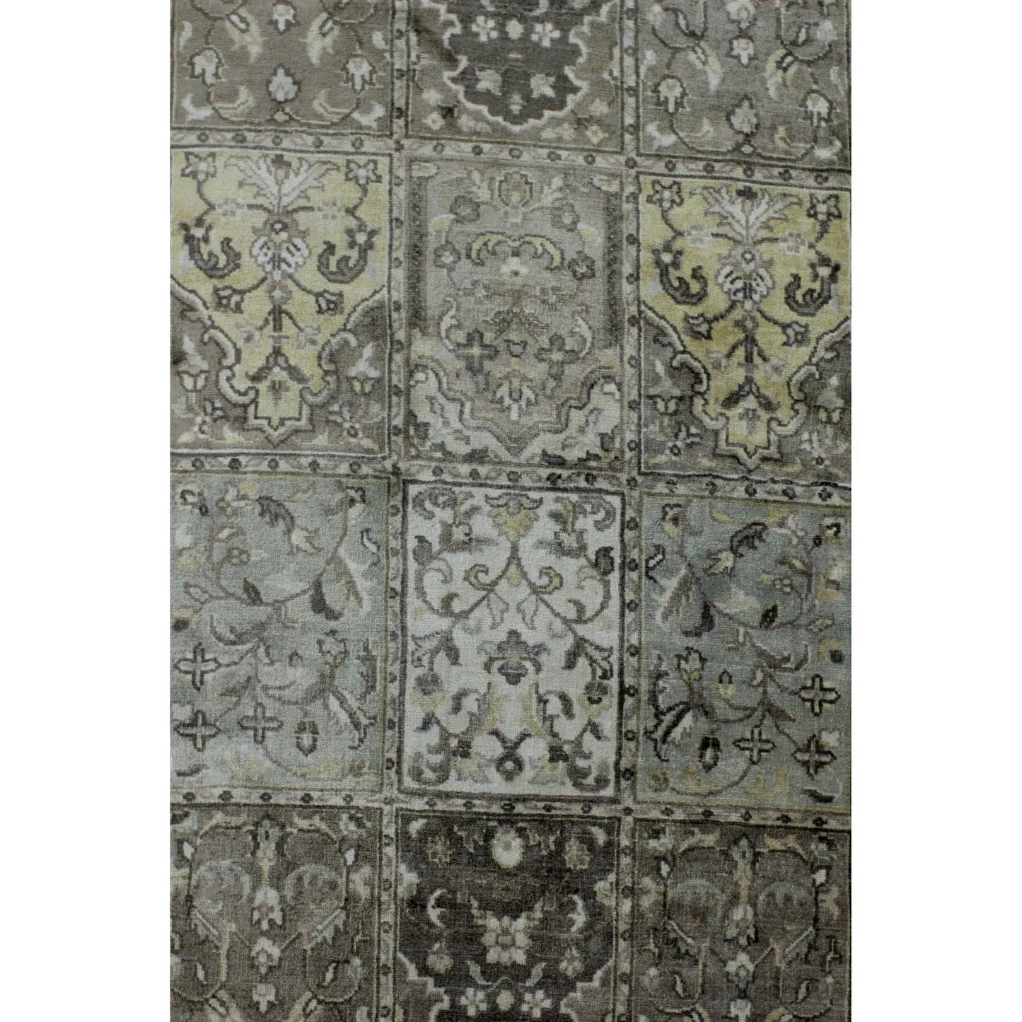 Bakhtiari rug pattern detail in grey tones
