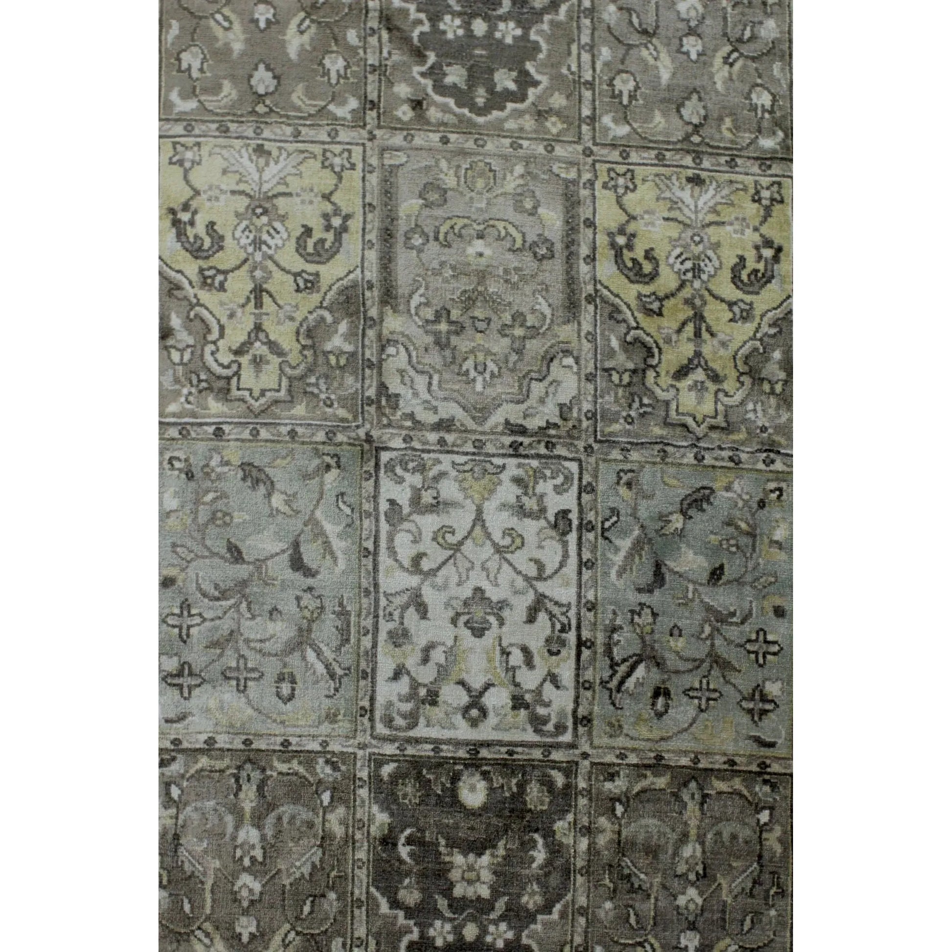 Bakhtiari rug pattern detail in grey tones