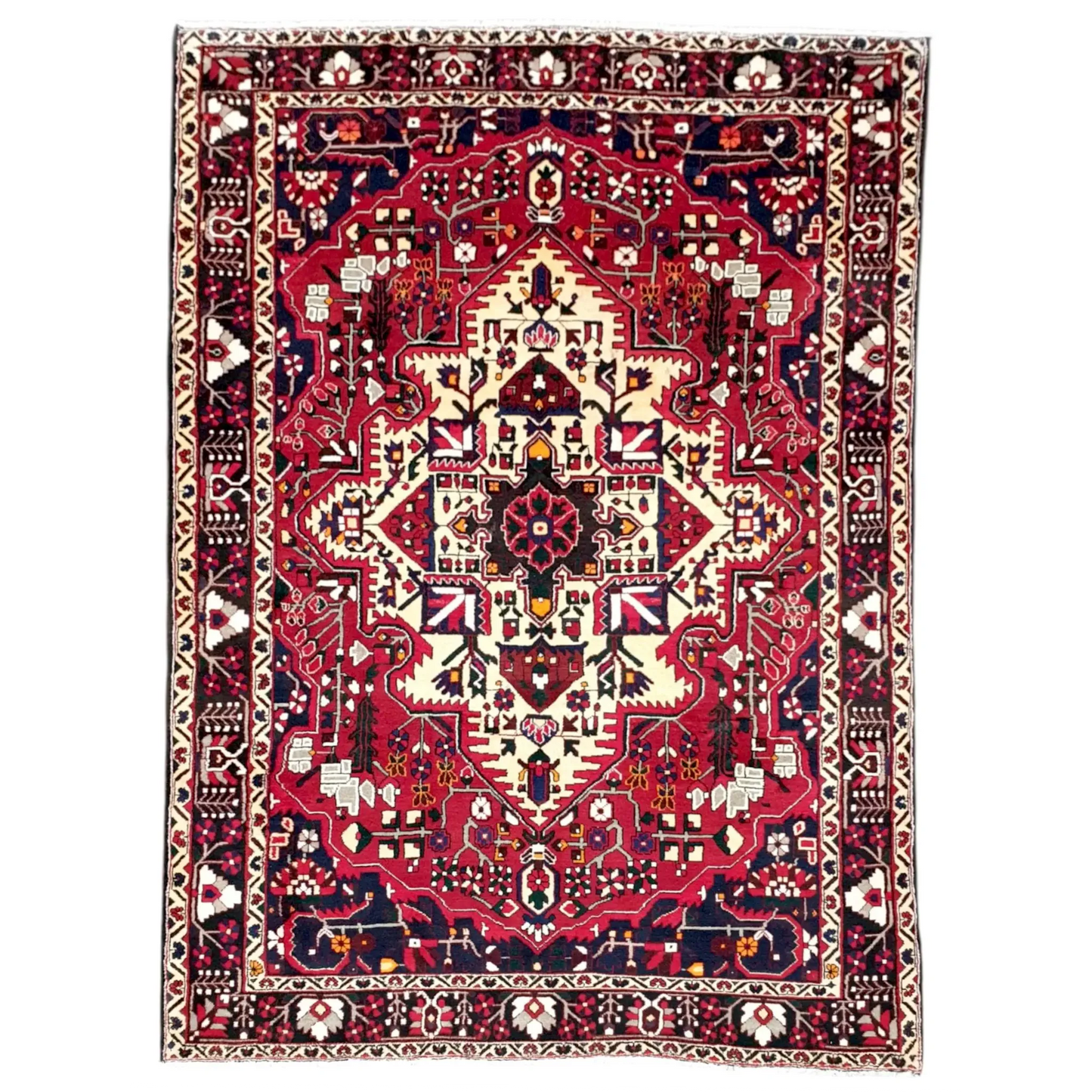 Bakhtiari hand-knotted wool rug 315 x 205 cm full view garden panel design