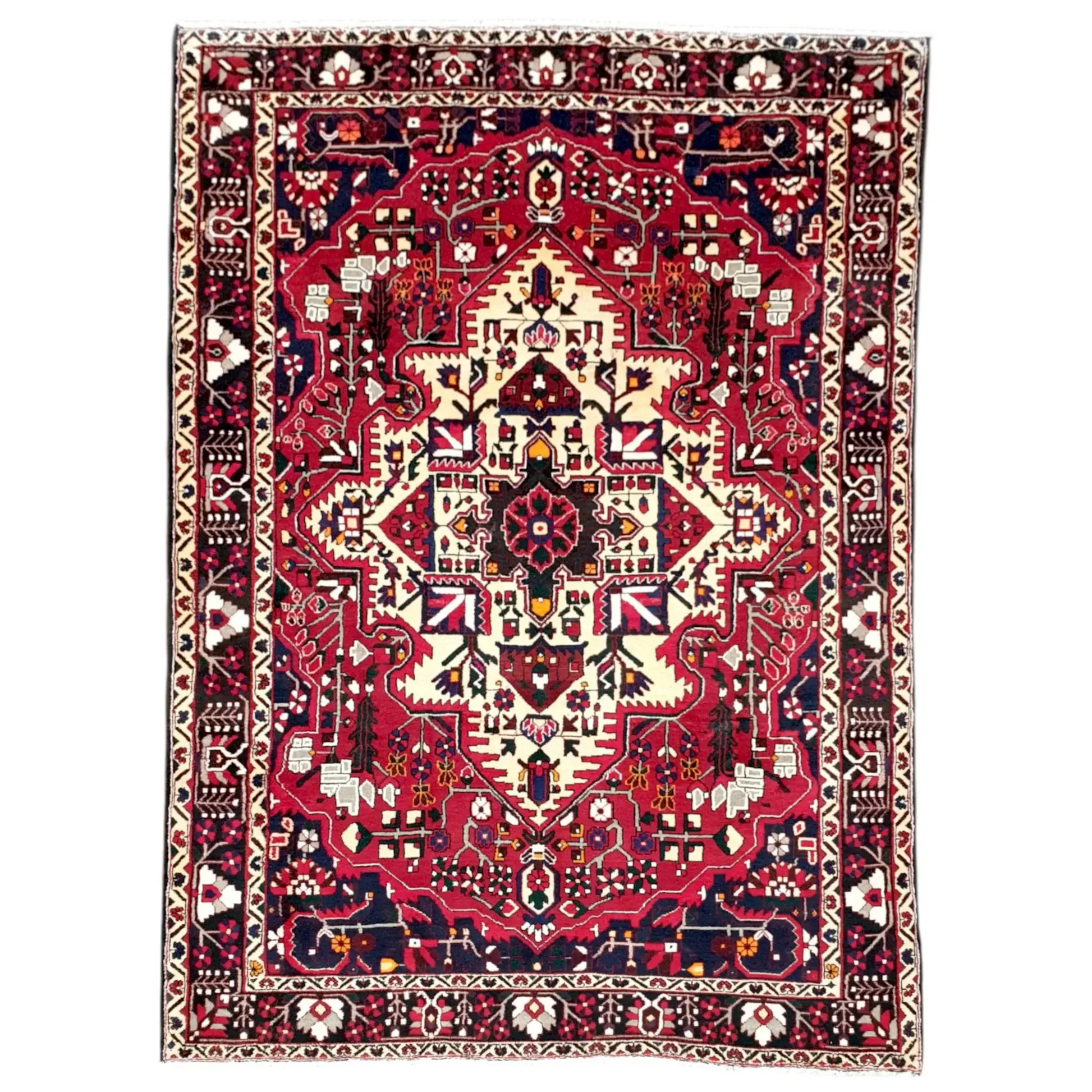Bakhtiari hand-knotted wool rug 315 x 205 cm full view garden panel design