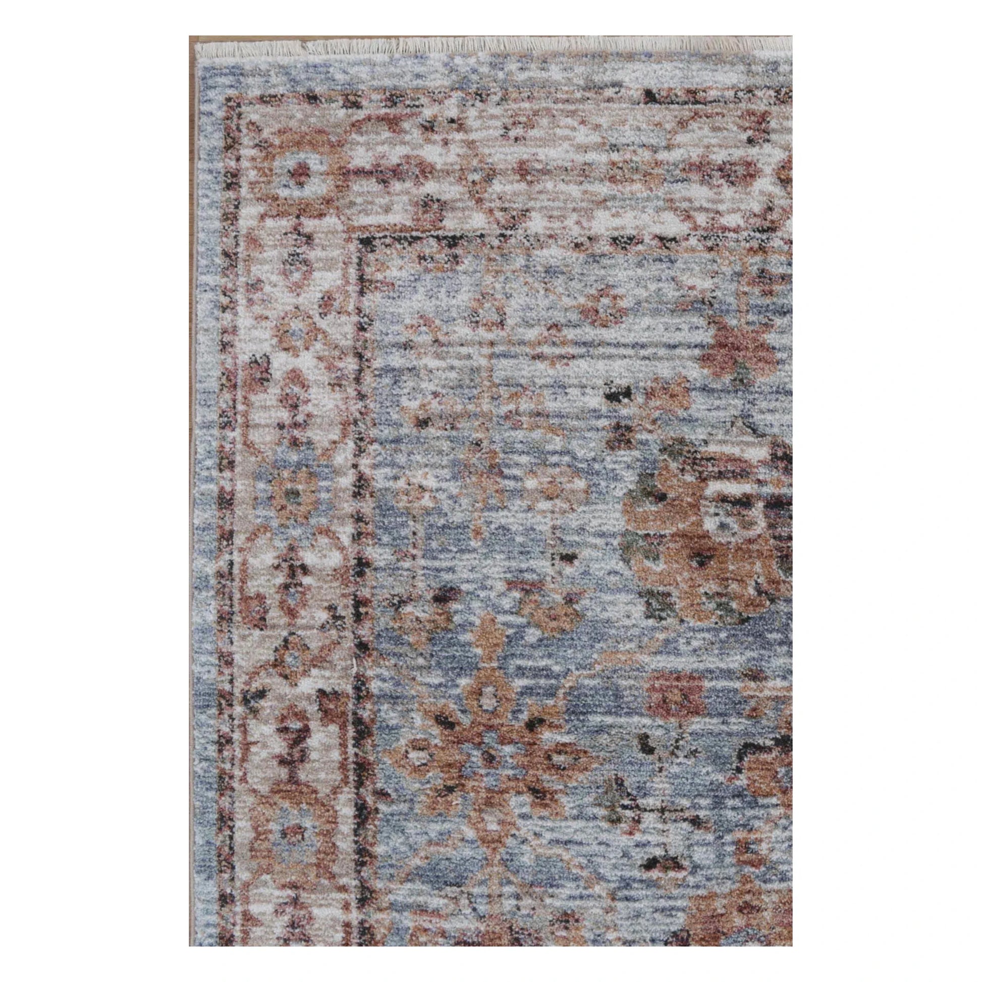 Pattern detail of Baltimore Virginia transitional ash rug showing medallion and border design