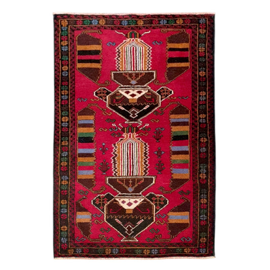 Baluchi fine hand-knotted wool rug in red 145 x 84 cm full view
