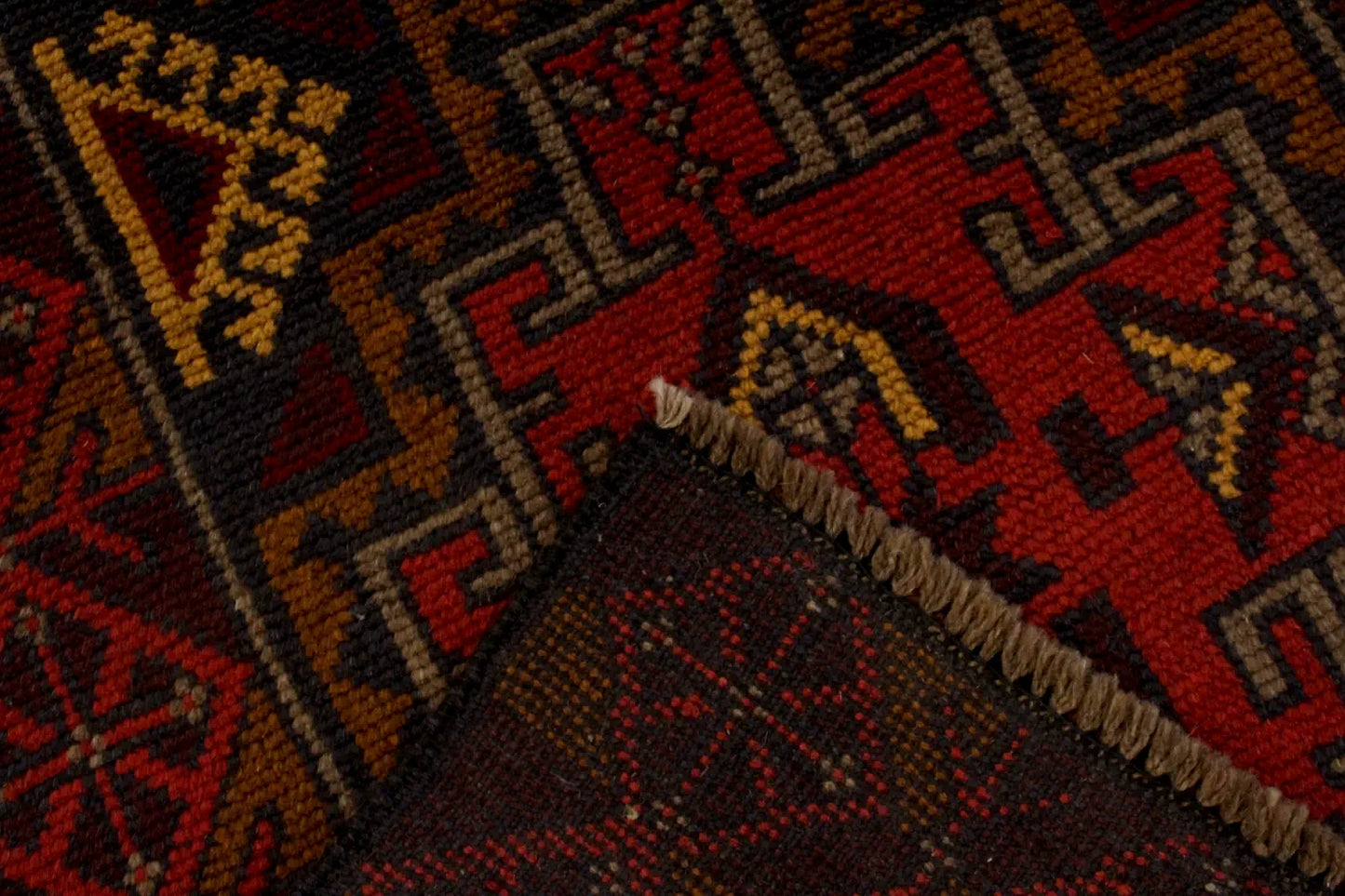 Baluchi rug back close-up pattern detail