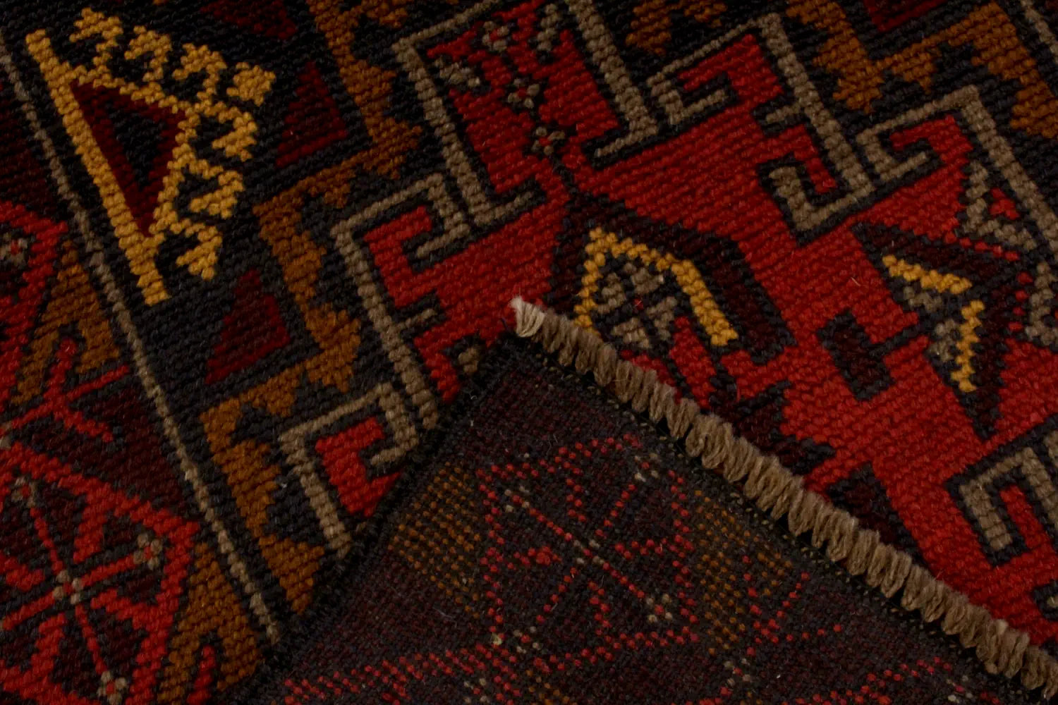 Baluchi rug back close-up pattern detail