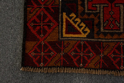 Baluchi rug border corner detail