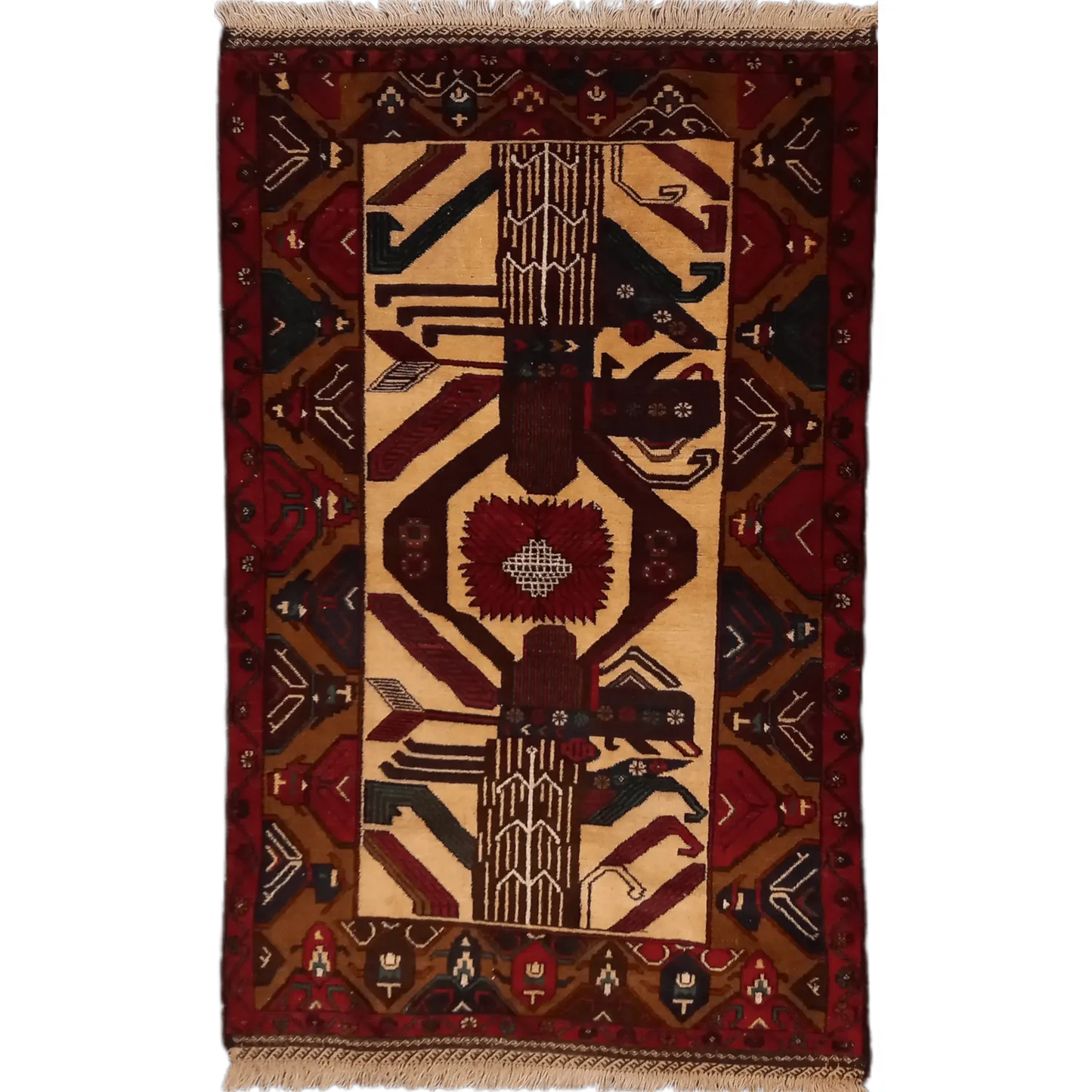 Baluchi rug central pattern detail