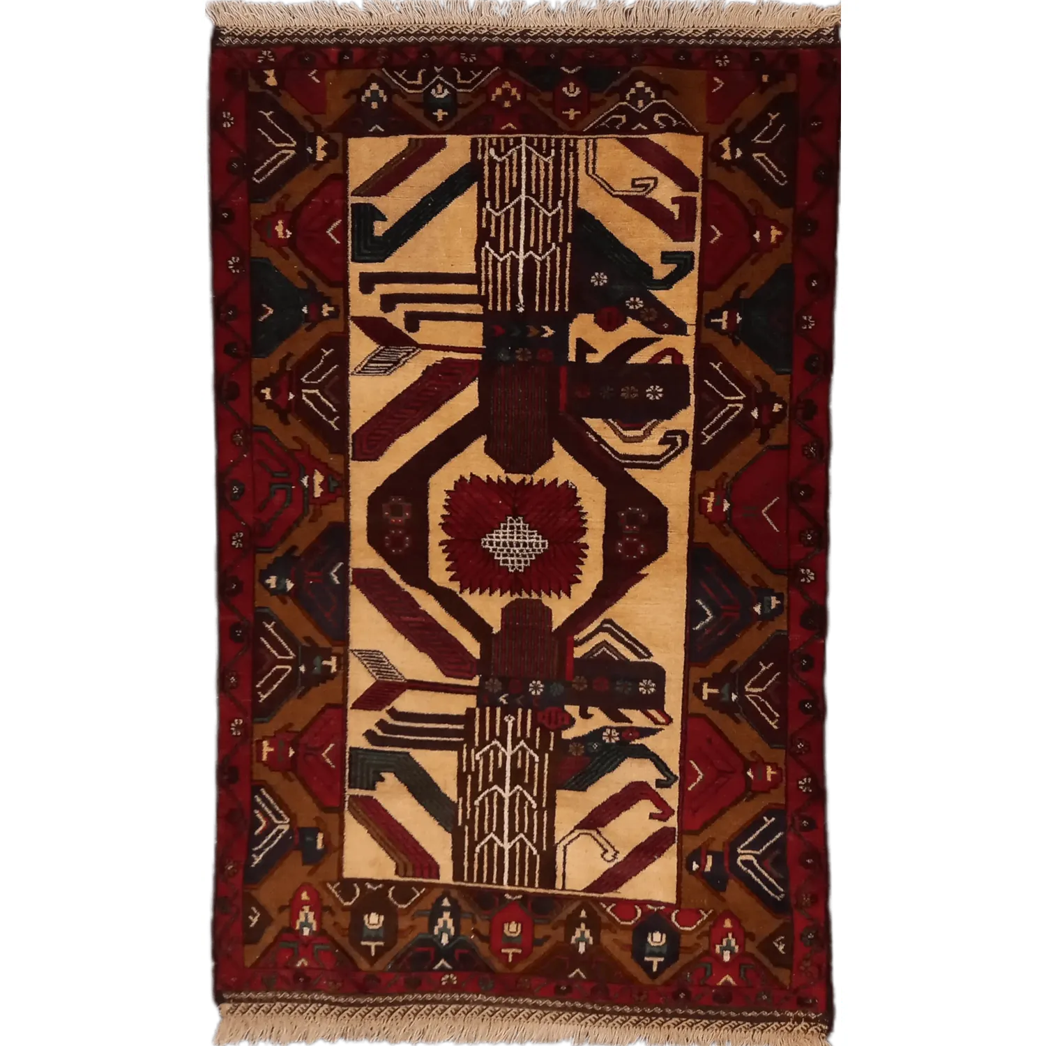 Baluchi rug central pattern detail