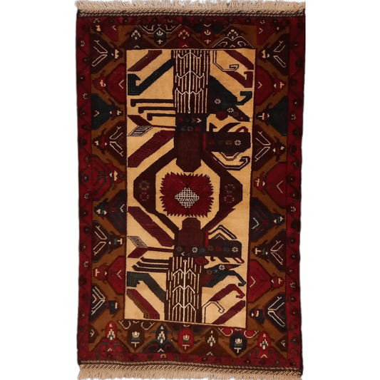 Baluchi rug central pattern detail