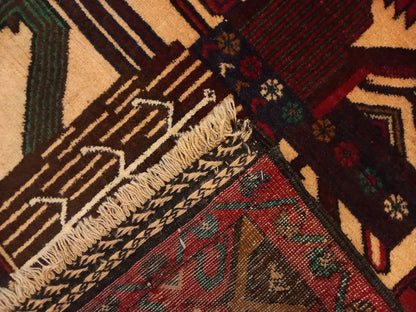 Baluchi rug folded corner detail