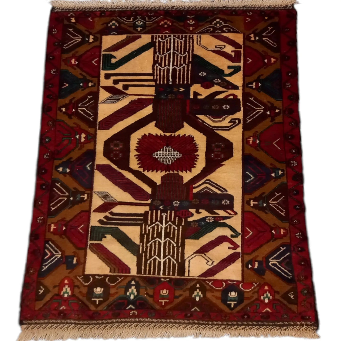 Baluchi hand-knotted wool rug 184 x 113 cm full view