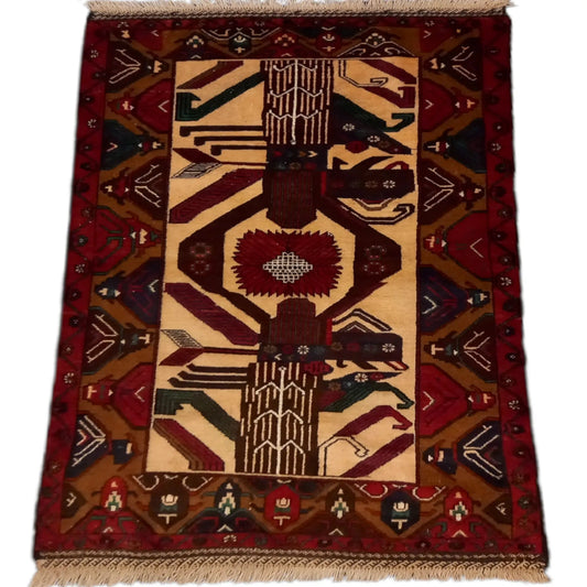 Baluchi hand-knotted wool rug 184 x 113 cm full view