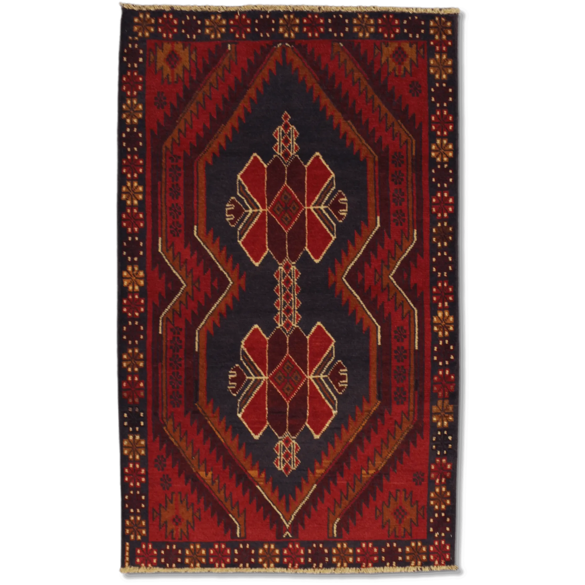 Baluchi hand-knotted wool rug 186 x 114 cm full view