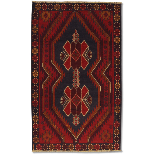 Baluchi hand-knotted wool rug 186 x 114 cm full view